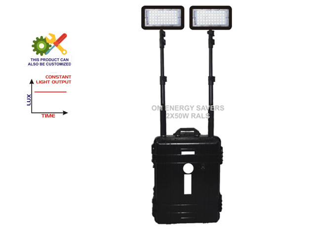 2x50 Watt Remote Area Lighting System with 8 hours Backup
